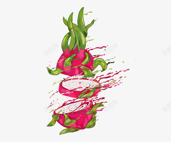 水彩手绘切开的火龙果png免抠素材_88icon https://88icon.com 水彩手绘切开的火龙果 水果 火龙果 美食