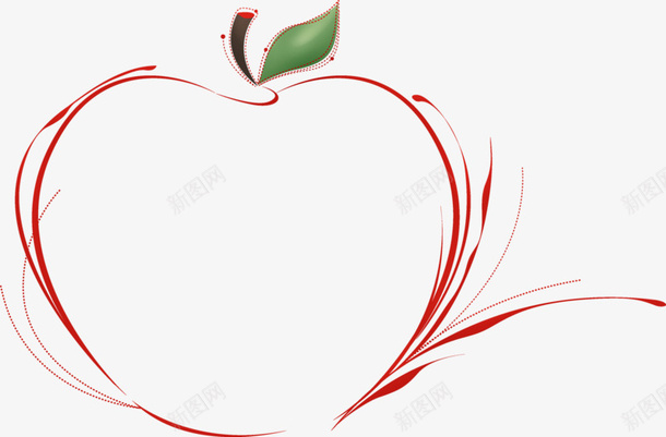 苹果简笔画png免抠素材_88icon https://88icon.com 叶子 手绘 红色 线条 绿色 苹果