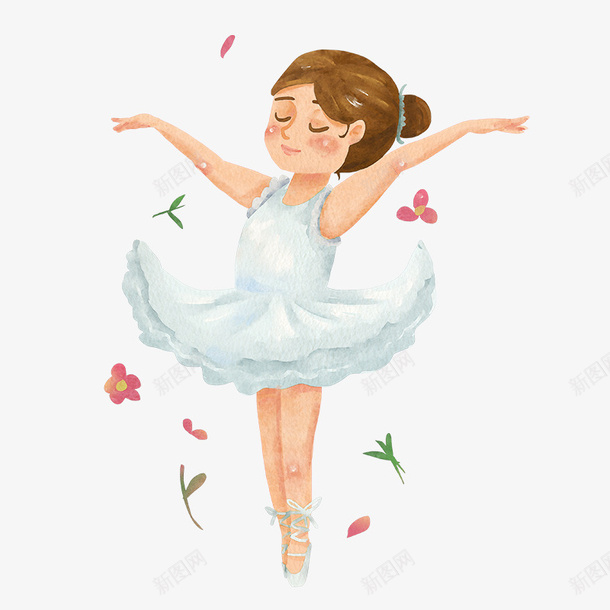 水彩手绘跳芭蕾舞的女孩png免抠素材_88icon https://88icon.com 手绘 水彩手绘跳芭蕾舞的女孩 跳舞的女孩 跳芭蕾的女孩