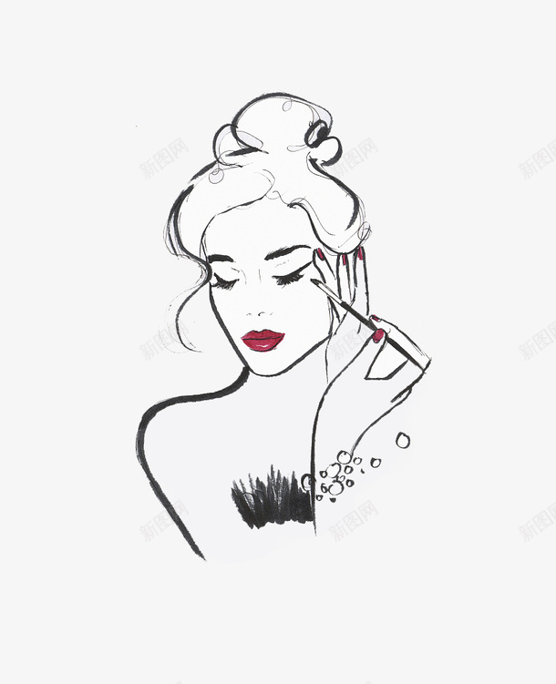 手绘化妆彩妆效果png免抠素材_88icon https://88icon.com 保湿保水 化妆品 化妆彩妆 彩妆人脸 眉笔 眼线笔 眼线笔线条