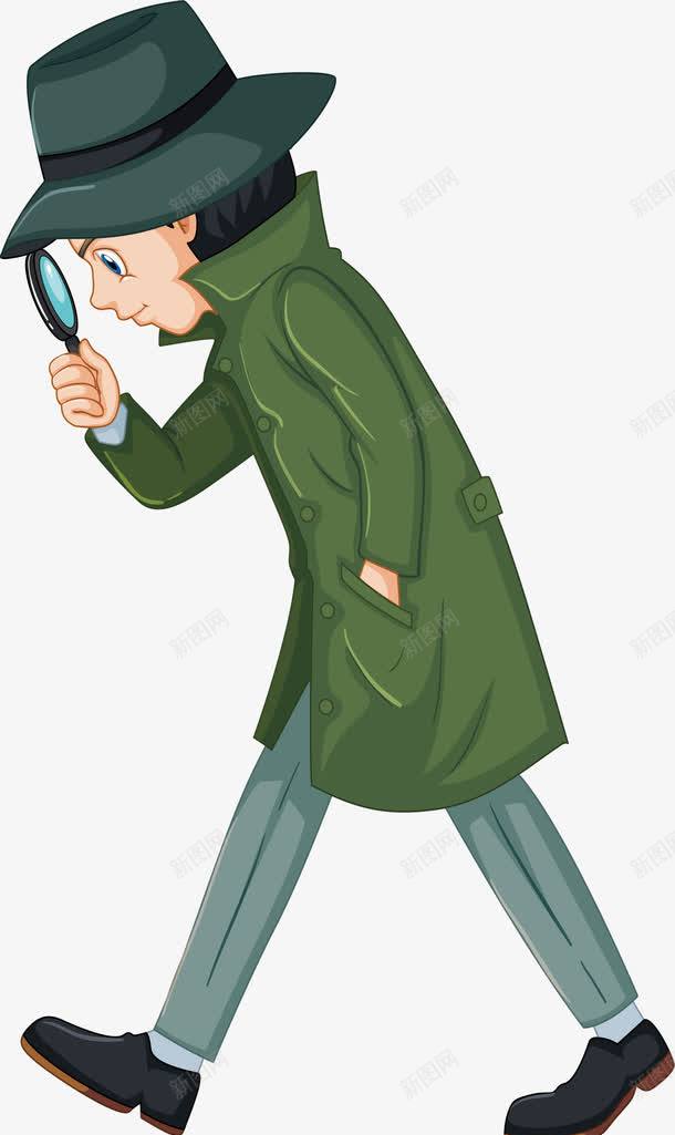 拿着放大镜的侦探png免抠素材_88icon https://88icon.com 侦探 寻找东西 寻找人物 找证据 矢量png 破案 福尔摩斯