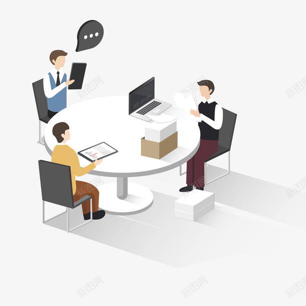 公司开会立体插画矢量图ai免抠素材_88icon https://88icon.com 上班族 会议 会议室场景 会议室插画 公司开会立体插画 员工 开会 白领 矢量图
