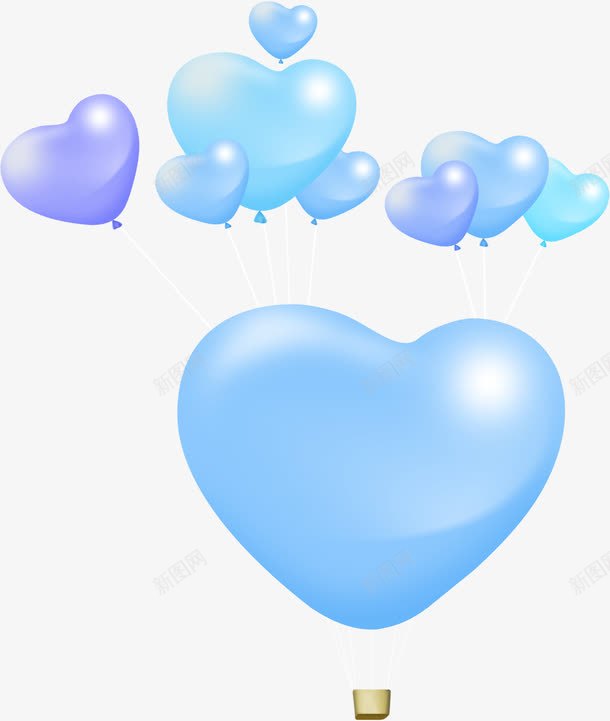 蓝色卡通炫彩爱心气球png免抠素材_88icon https://88icon.com 卡通 气球 爱心 蓝紫爱心 蓝色