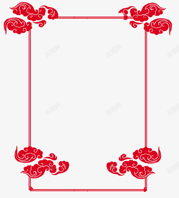 红色祥云边框psd免抠素材_88icon https://88icon.com 祥云 红色 红色祥云 红色祥云边框设计 装饰 设计 边框