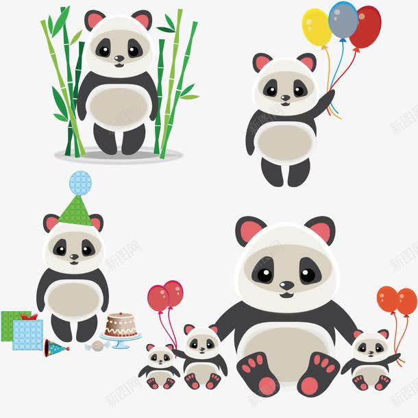 国宝熊猫矢量图ai免抠素材_88icon https://88icon.com 中国 气球 熊猫 礼物 竹子 蛋糕 矢量图