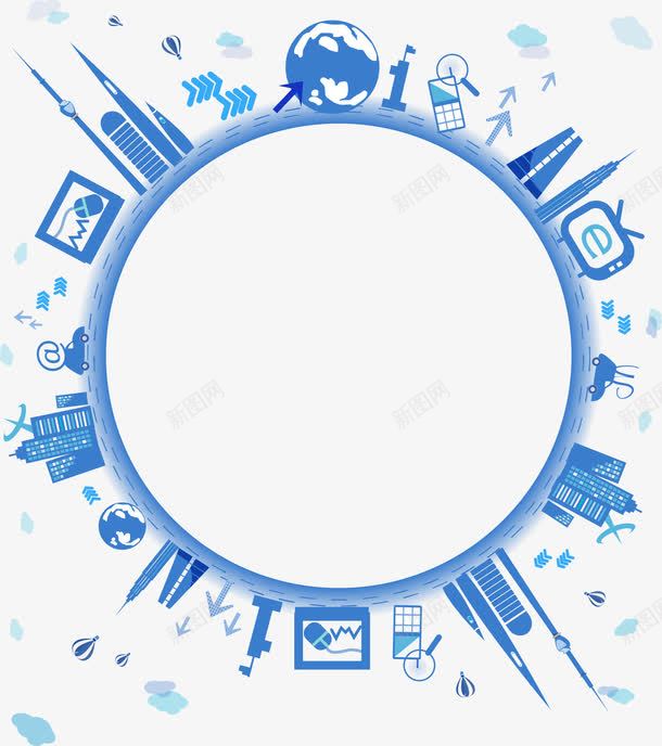 卡通地球村png免抠素材_88icon https://88icon.com 卡通 地球村 建筑 球体 蓝色