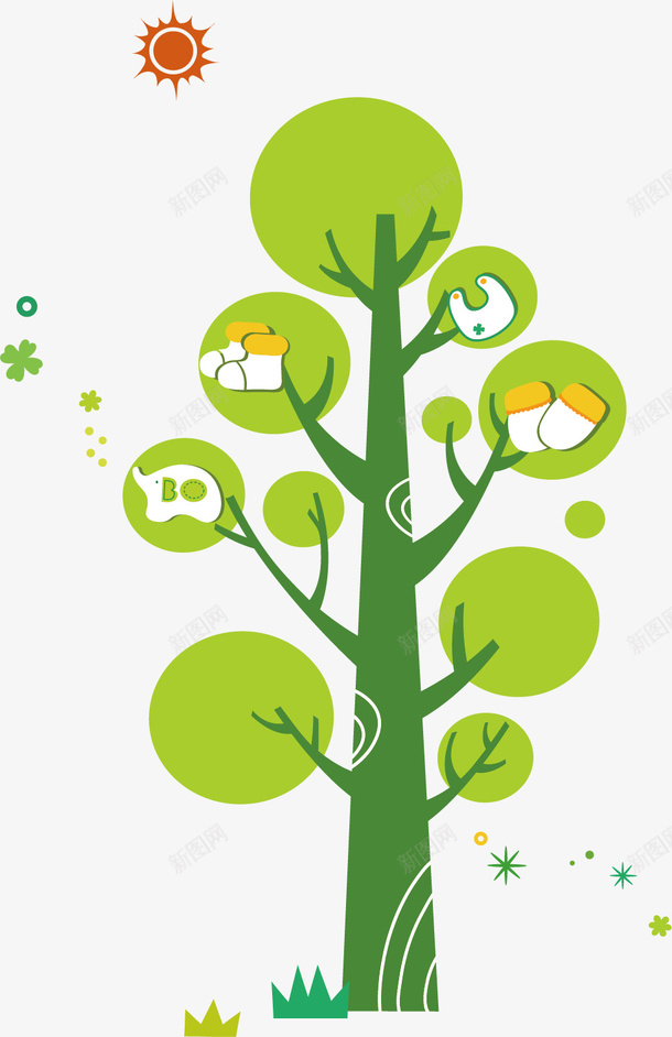 绿色高耸大树png免抠素材_88icon https://88icon.com 不规则图形 儿童 创意 卡通 太阳 婴儿用品 孩子 手绘 高大