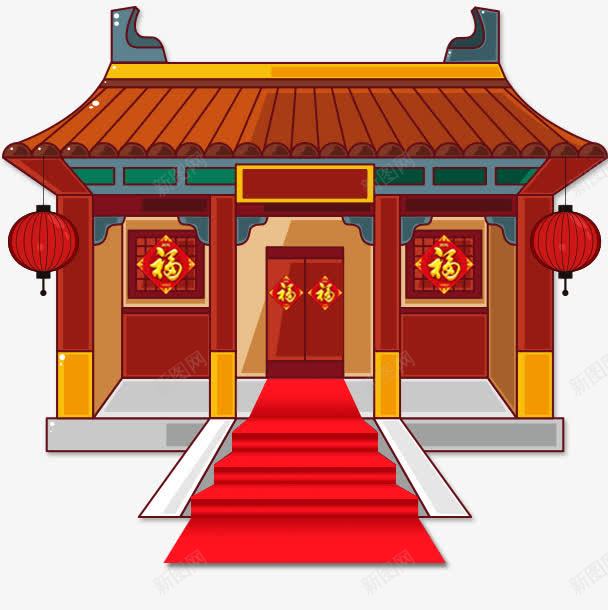 红色古代建筑png免抠素材_88icon https://88icon.com 喜庆 大红灯笼 大门 建筑 红色