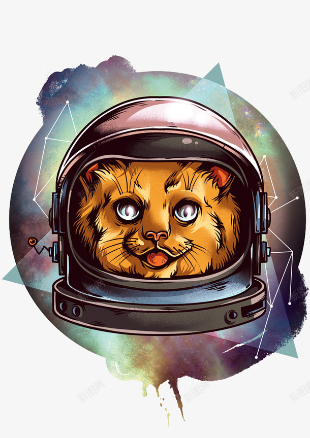 猫咪星空特色印花psd免抠素材_88icon https://88icon.com 个性 体恤印花 创意 动物 头盔 星空 特别 猫咪 衣服
