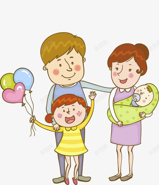 一家四口png免抠素材_88icon https://88icon.com 一家四口 可爱 婴儿 彩色 微笑 手绘 气球 玩耍 甜美