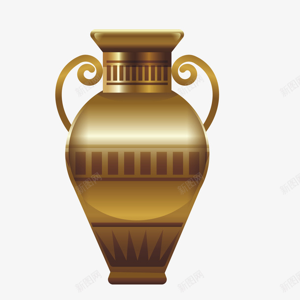 金色罐子矢量图ai免抠素材_88icon https://88icon.com 3D PNG免抠图下载 古埃及 古文明 装饰 金罐子 陶器 矢量图