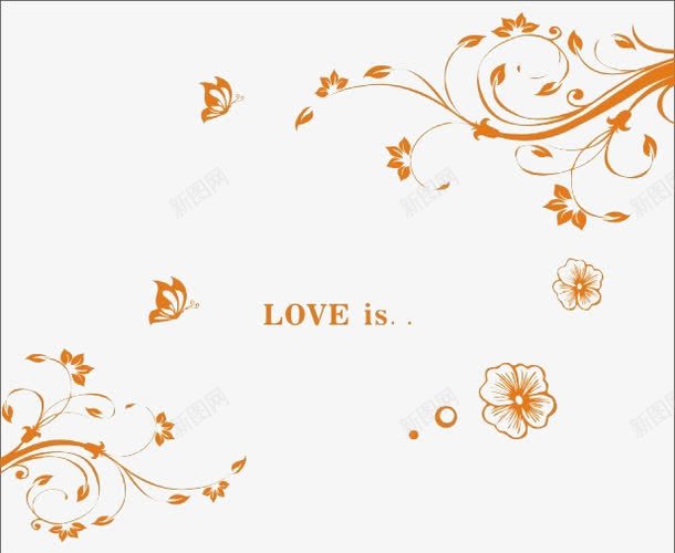 对角花电视背景墙蝴蝶png免抠素材_88icon https://88icon.com 复古 橙色 花纹 边框