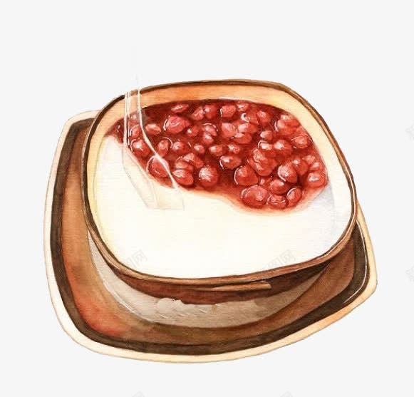 水彩双皮奶png免抠素材_88icon https://88icon.com 卡通 双皮奶 彩色 手绘 水彩 红豆 装饰 食物