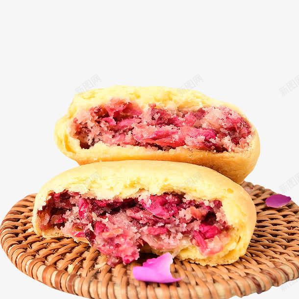 竹藤上的鲜花饼png免抠素材_88icon https://88icon.com 玫瑰花饼 竹藤上的鲜花饼 糕点 鲜花饼
