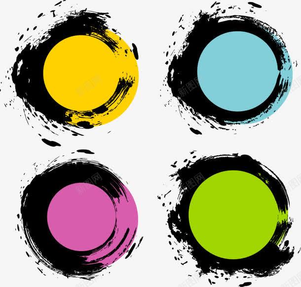 手绘彩色底纹水墨边框圆形矢量图ai免抠素材_88icon https://88icon.com 圆形 底纹 彩色 手绘 水墨 边框 矢量图