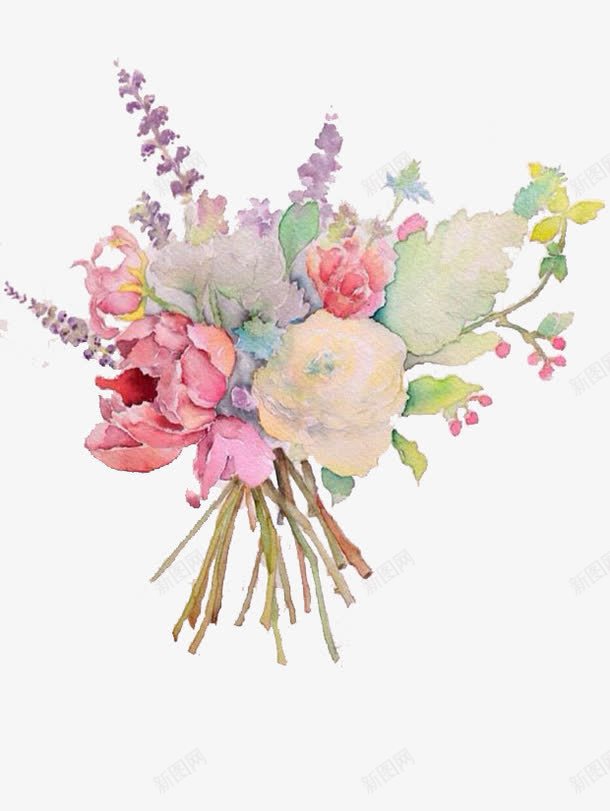 水彩百花写生图集花语欣赏png免抠素材_88icon https://88icon.com 手绘紫藤花 水彩手绘 水彩画 牡丹 百花齐放 紫藤萝 花束
