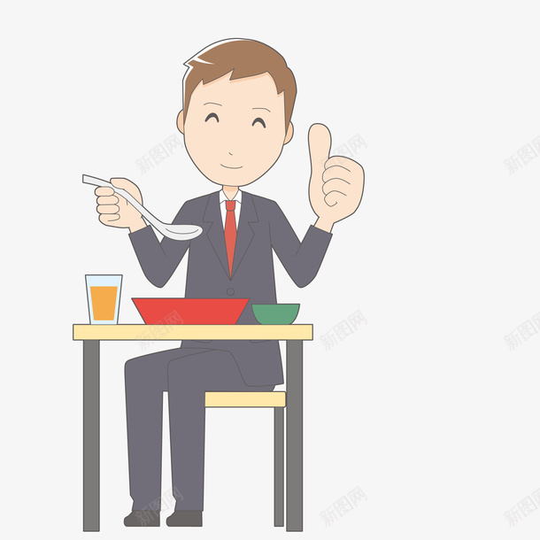 吃午餐的商务人士矢量图ai免抠素材_88icon https://88icon.com 人物设计 午餐 大拇指 用餐 美食 食物 矢量图