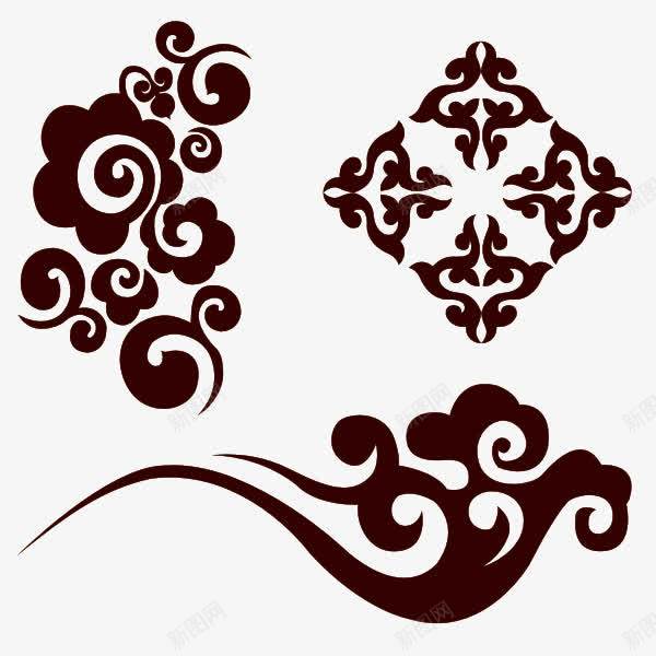 中国风简约纹理png免抠素材_88icon https://88icon.com 十字纹 棕色云彩 花纹