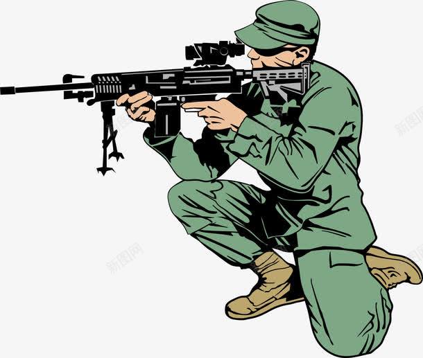 卡通手绘狙击手png免抠素材_88icon https://88icon.com 卡通手绘 射击 战士 手拿枪 特种兵 特种部队 狙击手 瞄准
