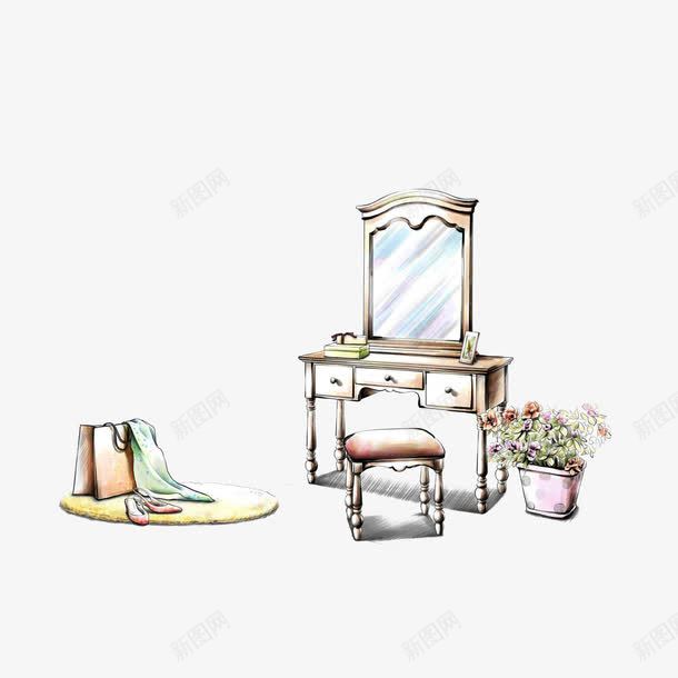 卧室家具摆放简笔画png免抠素材_88icon https://88icon.com 卧室家具摆放简笔画 地毯 家居简笔画 梳妆台 简笔彩绘
