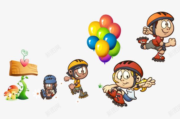 玩轮滑的小伙伴png免抠素材_88icon https://88icon.com 小学生 快乐 轮滑 运动