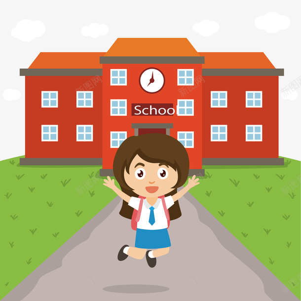 卡通戴红领巾女学生跳跃矢量图ai免抠素材_88icon https://88icon.com 书包 卡通 女生 学校教育 学生跳跃 朝气 校园文化 欢聚时光 活力 矢量图