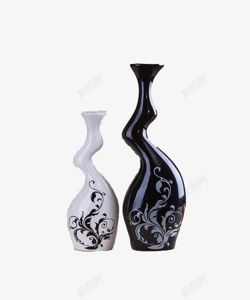 插干花陶器png免抠素材_88icon https://88icon.com 大花瓶 家居 桌面摆设 黑白陶瓷
