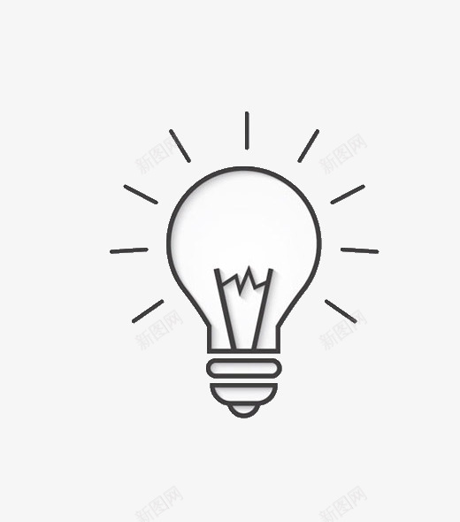 简笔画灯泡png免抠素材_88icon https://88icon.com 灯泡 简笔画 黑白