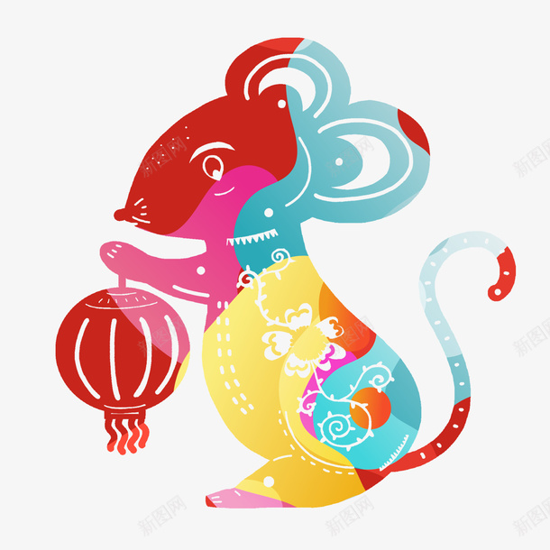 五彩斑斓的老鼠提灯笼png免抠素材_88icon https://88icon.com 2020 举灯 元旦 灯笼 老鼠 老鼠元素 花纹 鼠年