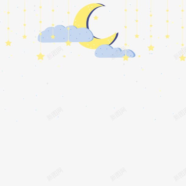 装饰星星月亮png免抠素材_88icon https://88icon.com 卡通手绘 夜晚 悬挂 月亮 矢量星星 装饰白云