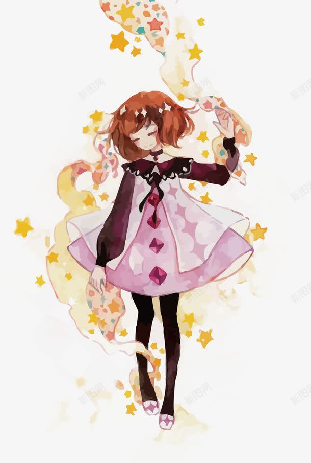 星空少女png免抠素材_88icon https://88icon.com PNG PNG免费下载 PNG图片 少女 手绘 插画 星星 水彩