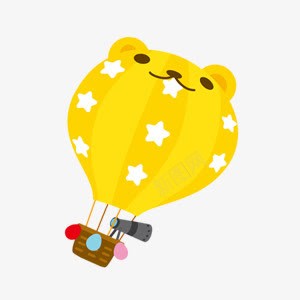 小熊热气球png免抠素材_88icon https://88icon.com 卡通 可爱小熊 热气球 装饰 黄色