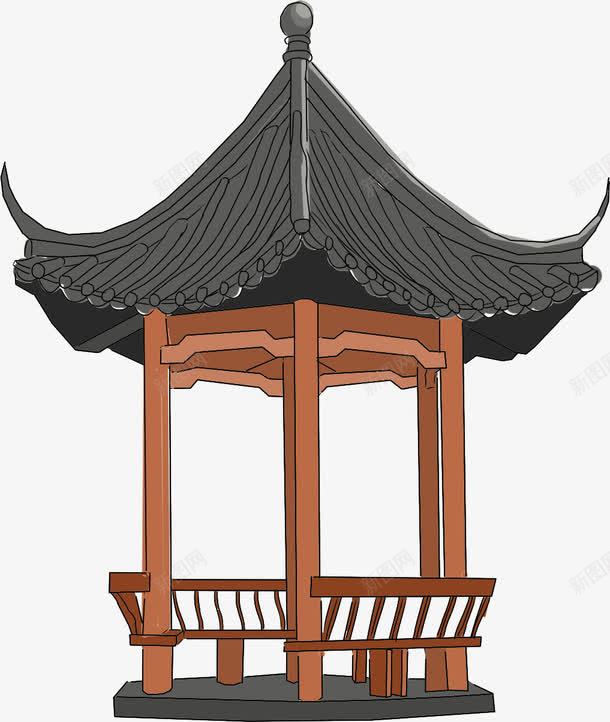 建筑亭子png免抠素材_88icon https://88icon.com 亭子 卡通 建筑 木材 浪漫 黑色