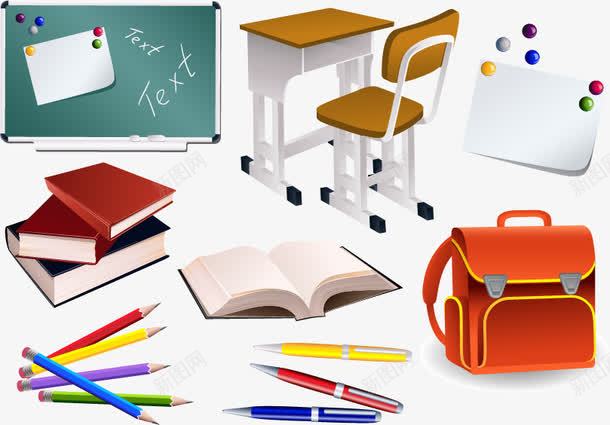 学生学校用品eps格式png免抠素材_88icon https://88icon.com 坐位 坐席 学生学校用品矢量素材eps格式矢量文具黑板纸张桌子椅子学校用品学生用品书本铅笔圆珠笔书包 座位