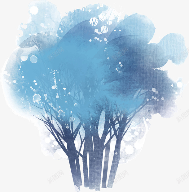 梦幻的淡蓝色树木png免抠素材_88icon https://88icon.com 但蓝色 北欧 小清新 手绘 树木 梦幻 水彩 蓝色系列