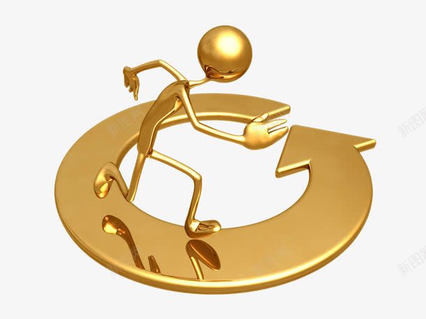 金色箭头png免抠素材_88icon https://88icon.com 3d小人 循环 箭头 金环 金色小人