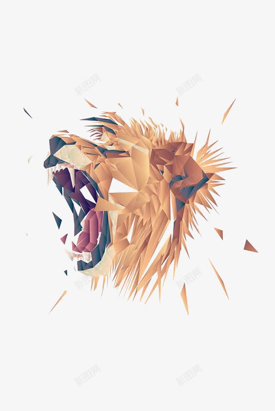怒吼的狮子png免抠素材_88icon https://88icon.com 三角形 几何 创意 喷溅 狮子