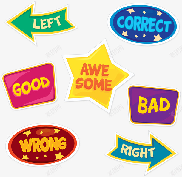 手绘箭头标签png免抠素材_88icon https://88icon.com 卡通图案 反义词 对不对 对错 左右 手绘 标签 箭头 装饰