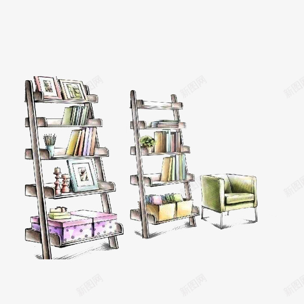 书架沙发简笔画psd免抠素材_88icon https://88icon.com 书架沙发简笔画 家居简笔画 彩色手绘 线稿