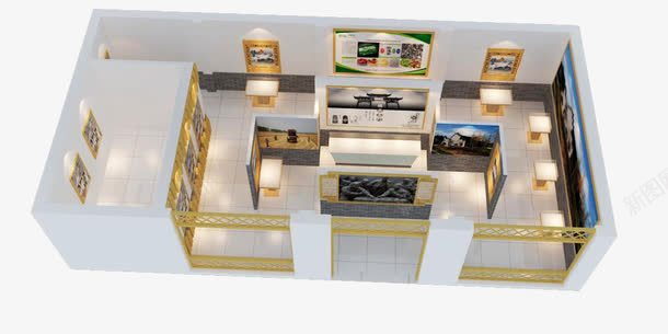 3D模型png免抠素材_88icon https://88icon.com 三维室内 室内模型 室内渲染 展厅模板 活动室