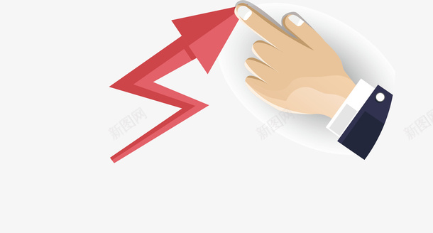 一个人手和箭头矢量图ai免抠素材_88icon https://88icon.com 人手 手指 白色 箭头 红色 袖子 黄色 矢量图