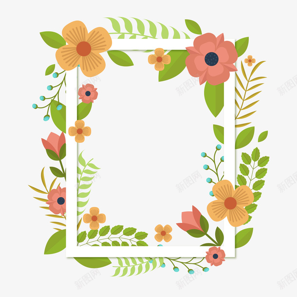创意花卉装饰框架矢量图ai免抠素材_88icon https://88icon.com 卡通 植物设计 秋天 秋季 花卉装饰 边框设计 矢量图