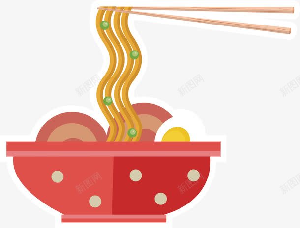 美味的日式拉面png免抠素材_88icon https://88icon.com 拉面 日式拉面 日式美食 矢量png 红色大碗 美味拉面