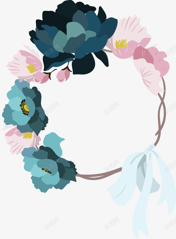 彩色花环丝巾头饰矢量图ai免抠素材_88icon https://88icon.com 可爱 唯美 头饰 彩绘 浪漫 粉色 美好 花环 花环头饰 蓝色 矢量图