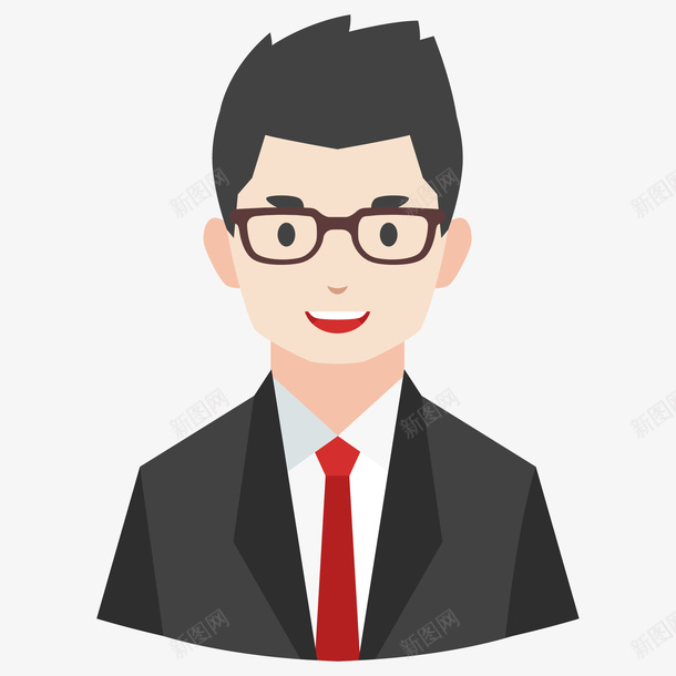 戴眼镜的商务人士矢量图ai免抠素材_88icon https://88icon.com 人物设计 商务 扁平化 男性 西装 金融 矢量图