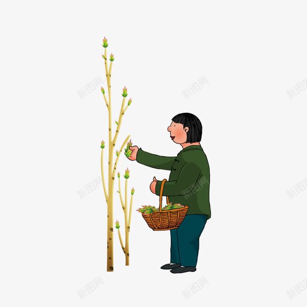 卡通人物png免抠素材_88icon https://88icon.com 人物 卡通 小树 春天 采摘