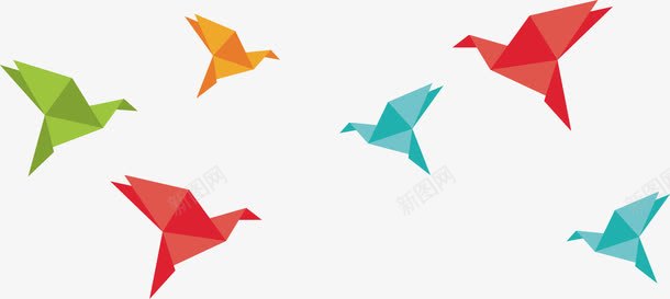 彩色千纸鹤png免抠素材_88icon https://88icon.com 几何 彩色 折纸 纸鹤