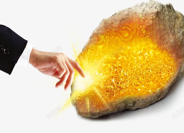 点石成金psd免抠素材_88icon https://88icon.com 免费下载 免费图片 创业 点石成金 财富 金块 金子