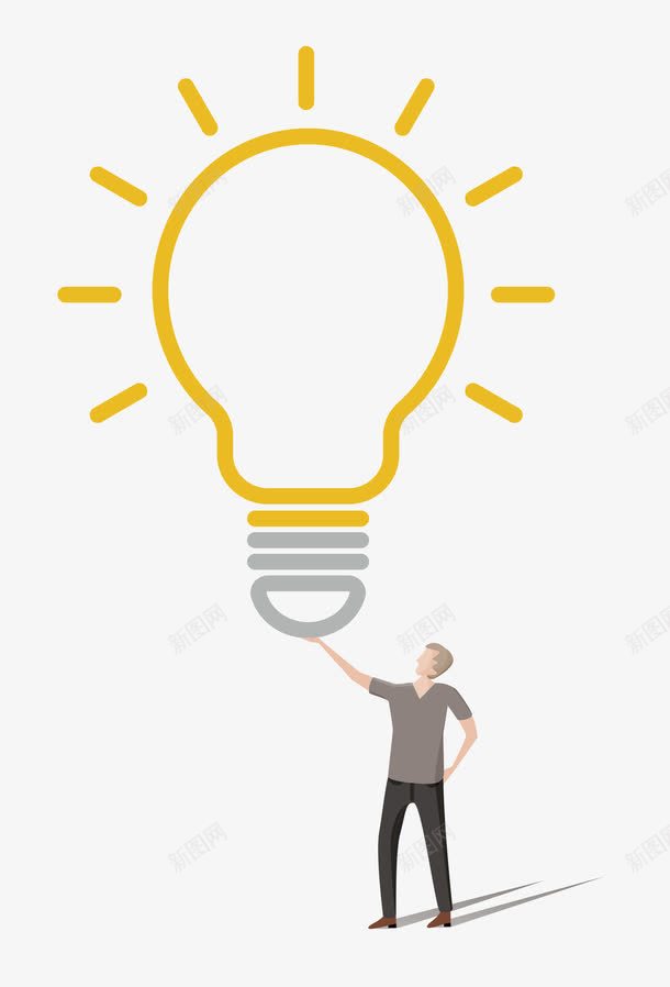 扁平化灯泡描边矢量图ai免抠素材_88icon https://88icon.com idea 一个好想法 人物 发光 发散思维 想法 扁平化 描边装饰图 灯泡 灵光一闪 矢量图