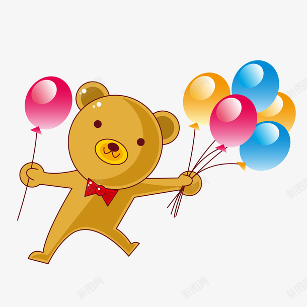 拿着气球的小熊png免抠素材_88icon https://88icon.com 动物设计 卡通 小熊 拿着气球 棕熊